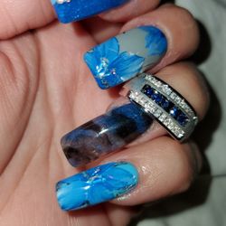 Men's Diamond And Sapphire 10k Ring