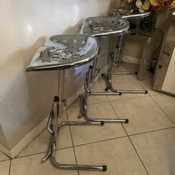 Set of 3 Rodney Kinsman chrome T7 industrial modern Seat bar Stool