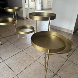 2 3-tier Plant Stands Gold 