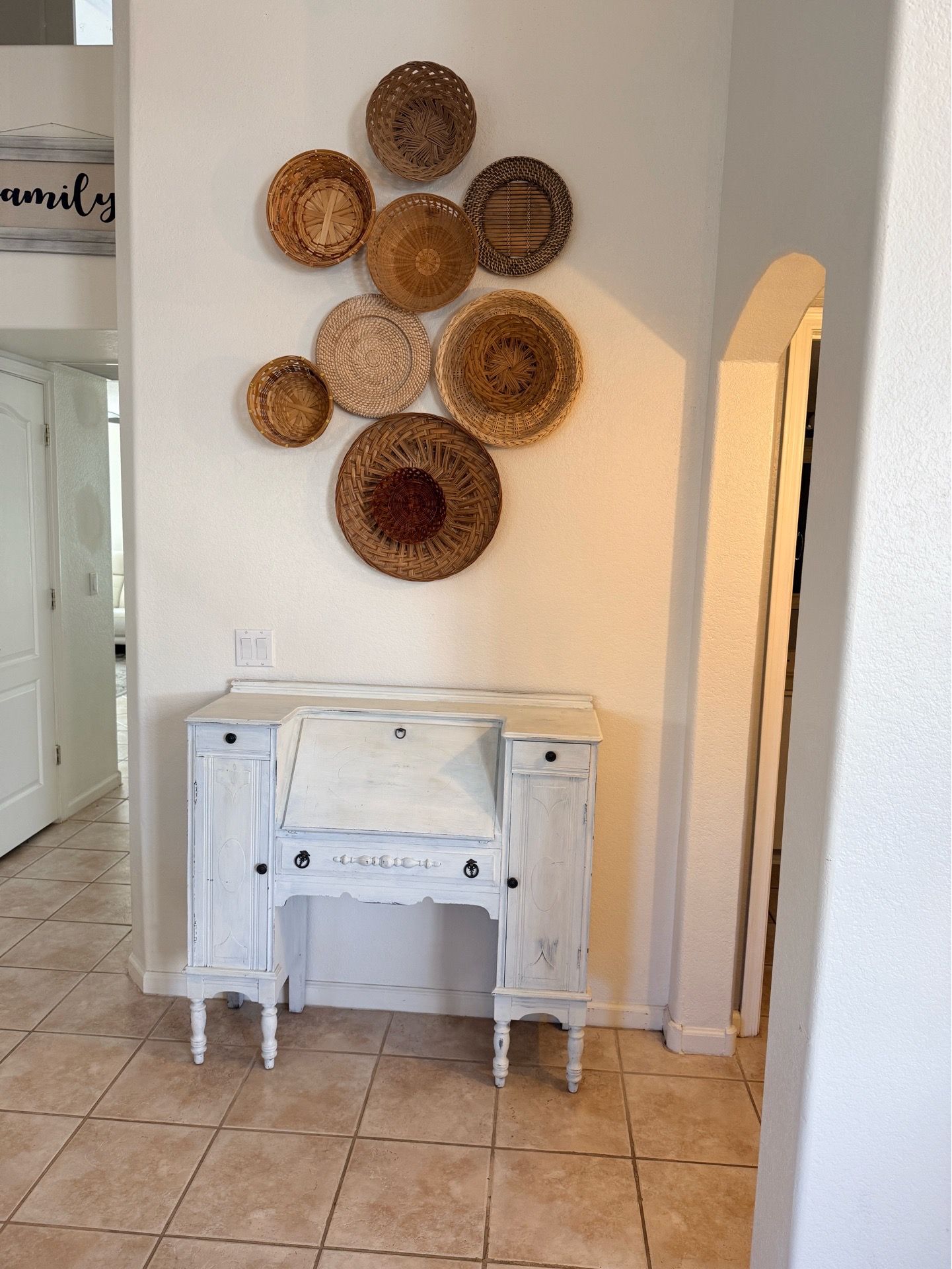Secretary Desk with wall baskets