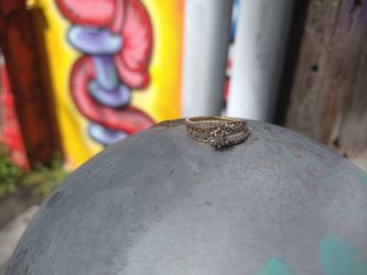 Women's Engagement/ Promise Ring Gold Plated Sterling Silver With Diamonds (Real) 