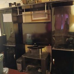 Large Black Laquer Wall Entertainment Center