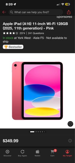 Apple IPad (A16) 11-inch 11th Gen.