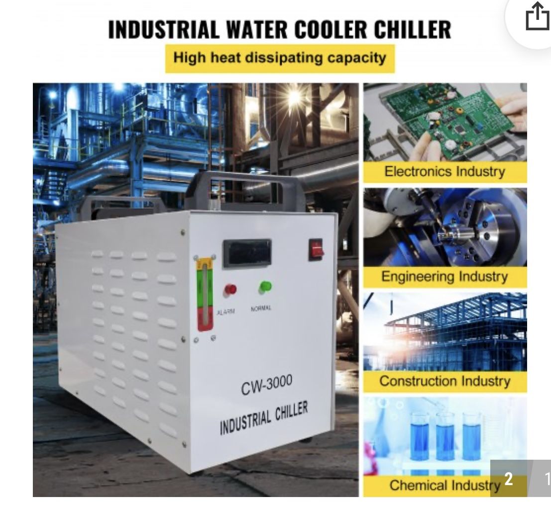Water Chiller CW-3000 Industrial Chiller 9L Thermolysis Type Water Chiller 50W/℃, 3.17gpm 0.9A Current Recirculating Chiller for 60W 80W Laser Engrav