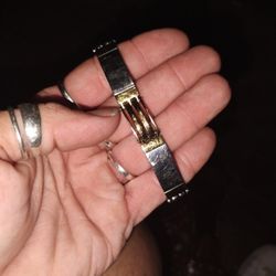 Vintage-Style Silver & Gold Metal Bracelet