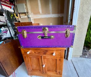 Seward Purple Storage Trunk - College Dorm Footlocker Chest
