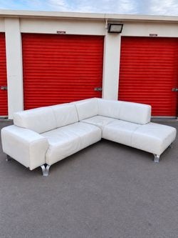 White Leather L-Shaped Sectional Sofa FREE DELIVERY