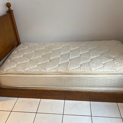 Twin size mattress, box spring, and wooden frame