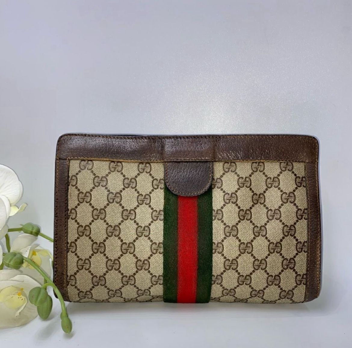 Authentic Gucci Sherry Line GG Logo Clutch Bag