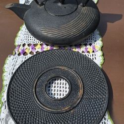 Cast Iron Tea Pot & Trivet 