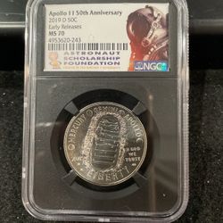 2019 D Perfect Graded Apollo 11 50th Anniversary Half Dollar Graded At MS70 A-3