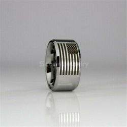 Size 8 or 13 Stainless Steel American Flag Ring