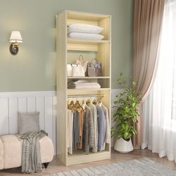 36” Closet System, Freestanding Closets Organizer Wardrobe with Hanging Rods and Shelves, Adjustable Clothes Garment Racks, Sturdy Walk in Closet Towe