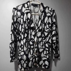 Abstract Pattern 2pc Cardigan & Short Sleeve Top Set Jones New York Collection Womens Large