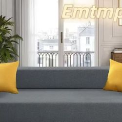 80" Multifunctional Folding Sofa Bed - Linen Memory Foam Mattress & Removable Sofa Cover & 2 Pillows - Simple Style, Suitable for Living Room Space Co