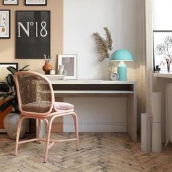 Winston 47.6 in. Rectangular Faux Plaster Computer Desk with Open Shelf