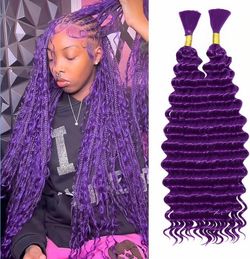 Deep Wave Bulk hair for Braiding Wet and Wavy Micro Braiding Hair No Weft Faux Deep Wave Braiding Hair Extensions for Box Boho Braids 160g with 2Bundl