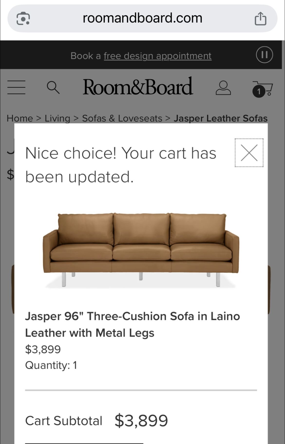 Room and Board Leather Couch
