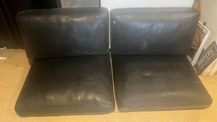 Black, Genuine Leather, Sofa Cushions
