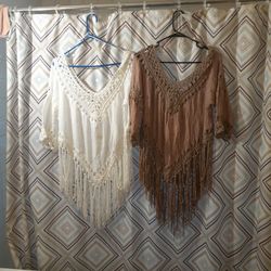 Brand New Bohemian Style Shirts Size Small Color: Mocha Brown & Ivory 