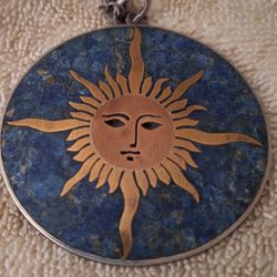 Sun Pendant With Turquoise Inlay Sterling Silver