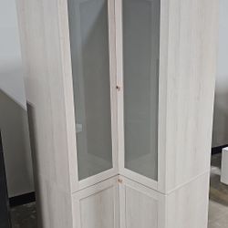 Corner Armoire Wardrobe with Frosted Glass Doors,!