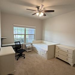 Children's Bedroom Set (IKEA Hemnes folding bed with mattresses, nightstand, 2 dressers, deck, chair