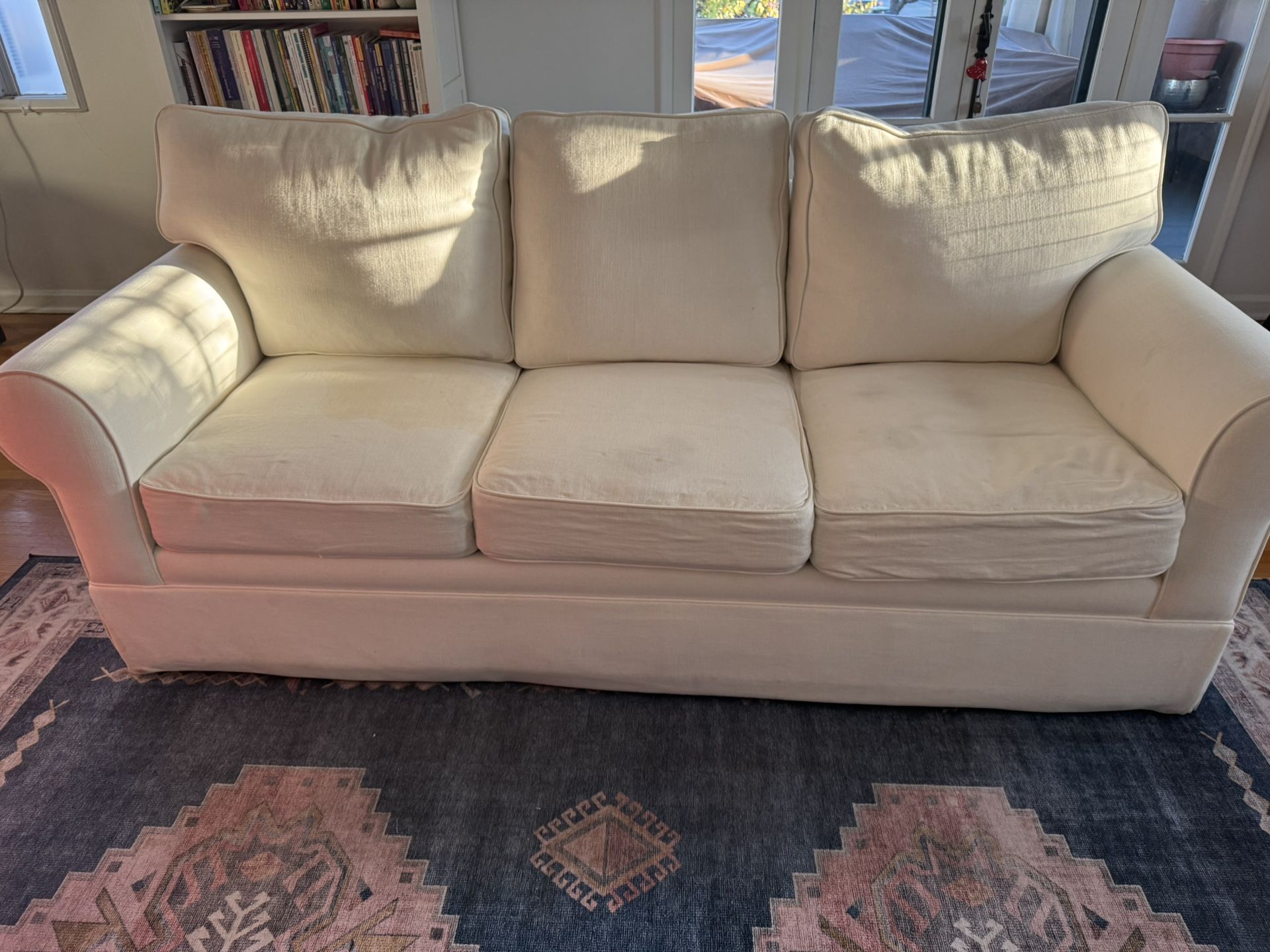 Cream Italian Linen Down Filled Sofa