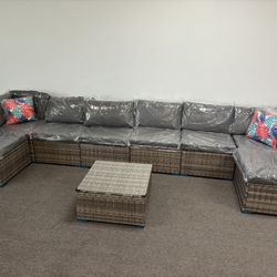 No Assemble Require!!! New 9 Pcs Wicker Patio Furniture Sectional Sofa Set 