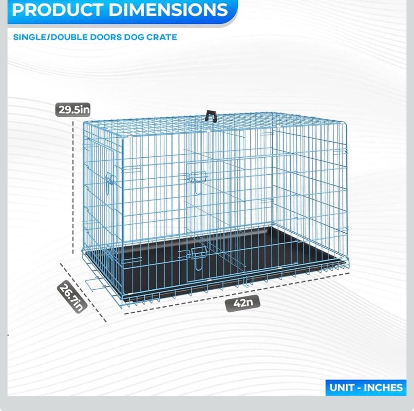 “42” Double Door Dog Crate + Matching Crate Cover”