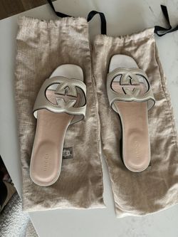 Gucci White Leather Sandals