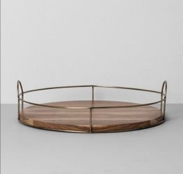 Hearth & Hand Rustic Wood & Brass Tray
