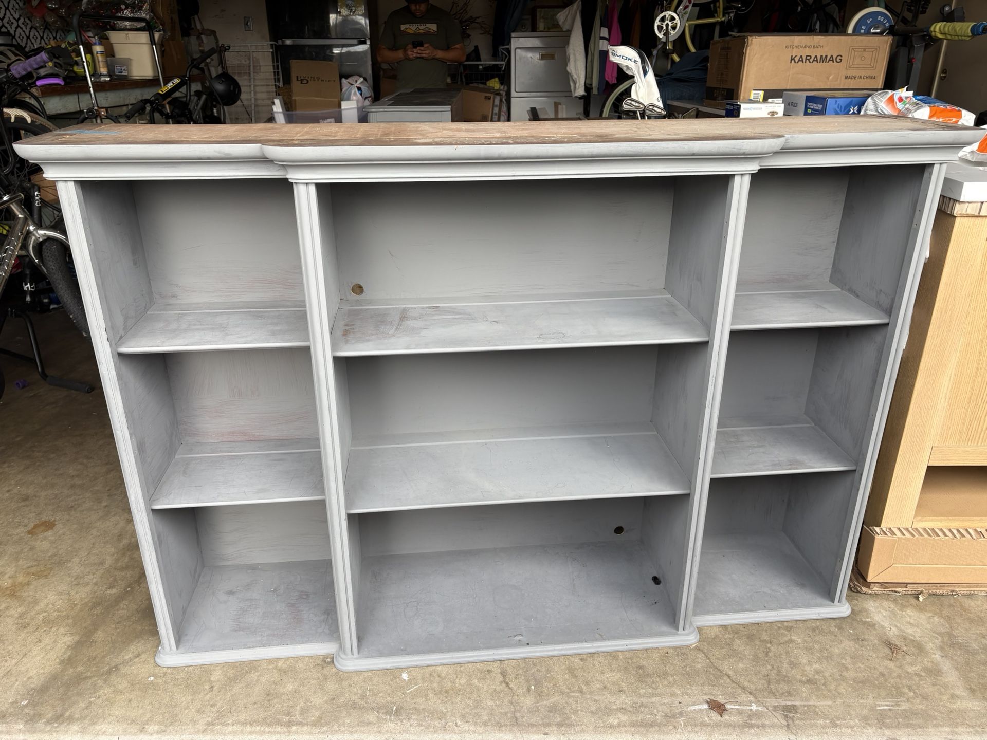 2 piece solid wood hutch with fold down middle secretary desk