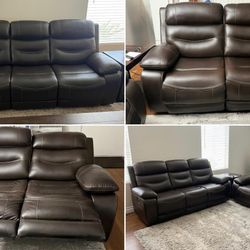 Ashley (used) Fully Functional Recliner Couch & Loveseat - Complimentary center table