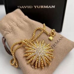 David Yurman 18k Gold & Diamond Starburst Pendant Necklace