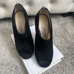 Jimmy Choo Suede Ankle Boot Bootie Black Size 36/ 6 Zipper Back