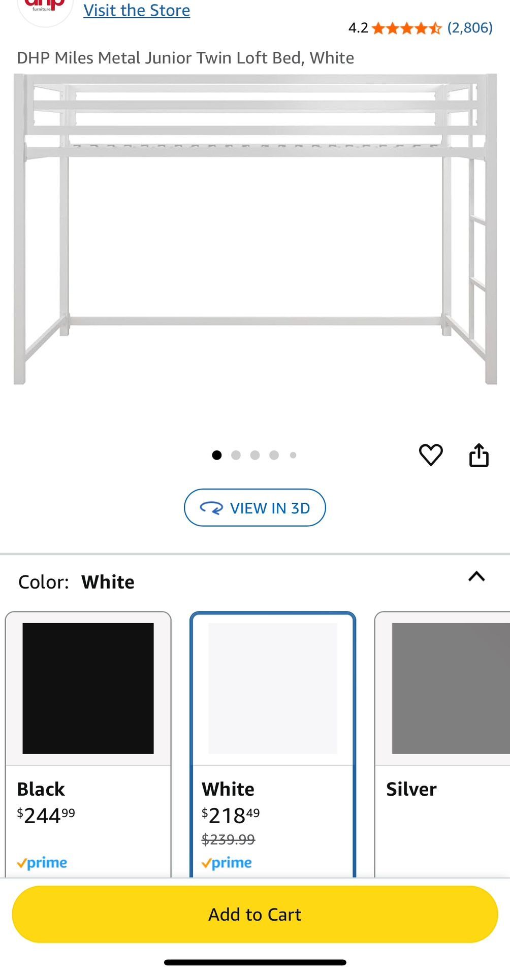 White Loft Bed With Black Desk Attached
