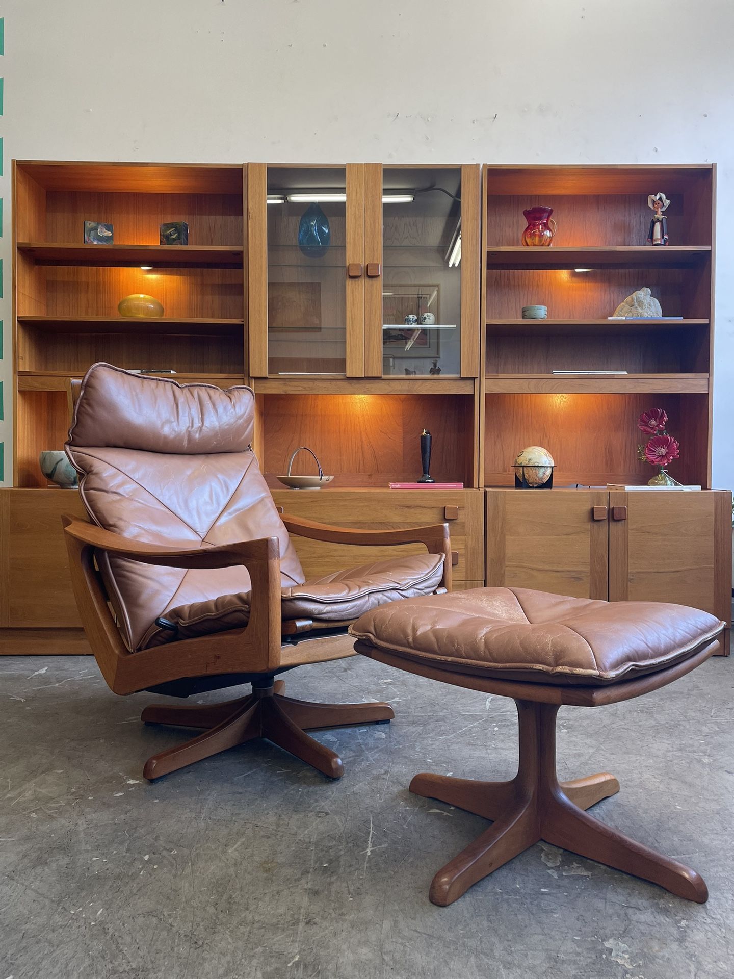 Norwegian Lied Mobler Leather Chair & Ottoman