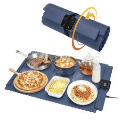 Warming Mat for Food 5 Temperature Settings Silicone Food Warming Mat Roll up Food Warmer with Full Surface Heating Warming Pad Electric Warming Tray 