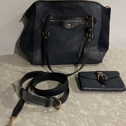 Navy Blue Coach Purse And Wallet