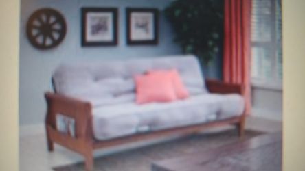 Better Homes & Gardens Wood Arm Futon with 8 Coil Mattress, Oatmeal