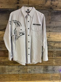 MENS HARLEY DAVIDSON LONG SLEEVE DRESS SHIRT EMBROIDERED 