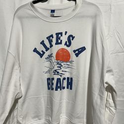 Old Navy NWT Woman's Size 4X Life's a Beach" Pull-Over French Terry Sweatshirt
