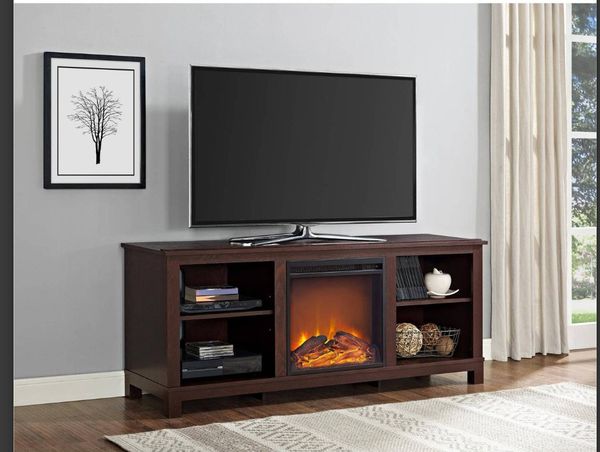 Cherry Espresso Electric Fireplace Tv Stand for Tvs up to 65 Inches for