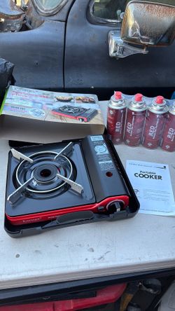 Portable gas stove & 4 pack butane gas