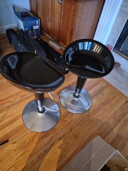Set of 2 Black Adjustable Bar Stools