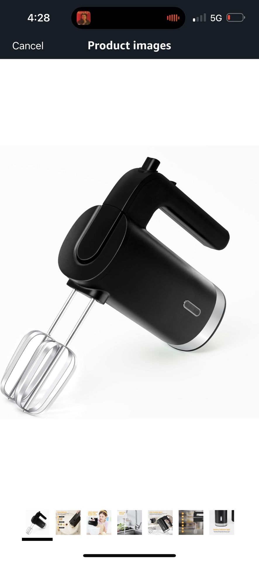 Cordless Hand Mixer, 3 Speed Rechargeable Hand Mixers Electric, Type-C Charging Cable Dual-head Whisk for Whipping Mixing Egg, Cake Dough, Mashed Pota