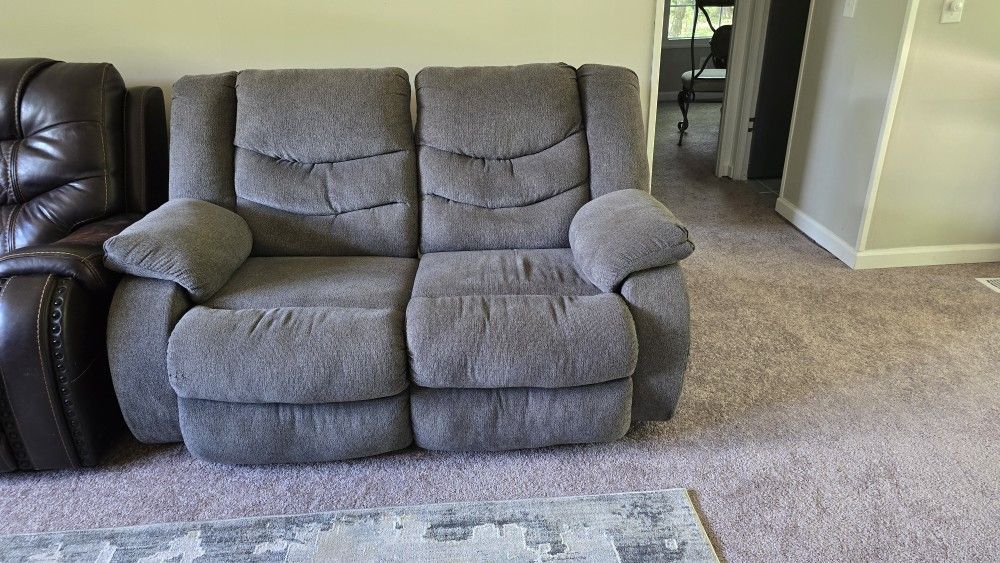 Grey Reclining Loveseat ***Very comfy***