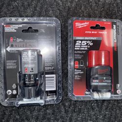 Milwaukee M12 High Output 2.5AmpH Batteries $25 Each 