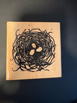 Bird Nest with Eggs Rubber Stamp